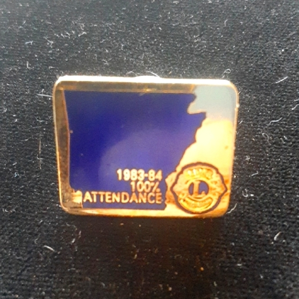 Gold Tone and Blue Attendance Pin